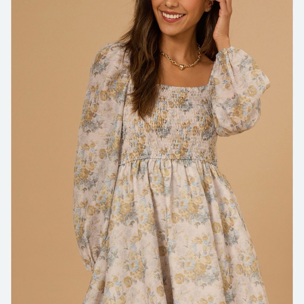 Altar’d State Rylan Floral Babydoll Dress with Puff Sleeves- size small NWT